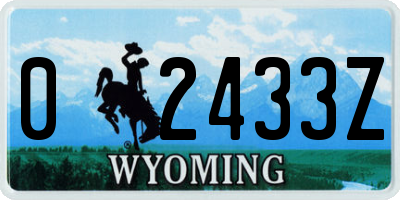 WY license plate 02433Z
