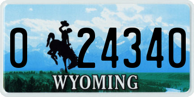 WY license plate 024340