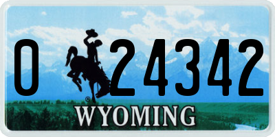 WY license plate 024342