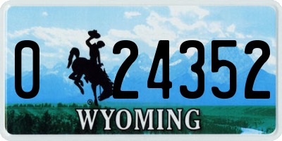 WY license plate 024352
