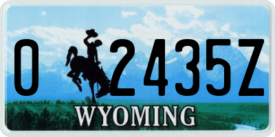 WY license plate 02435Z
