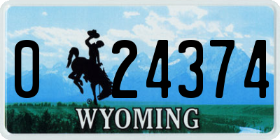 WY license plate 024374