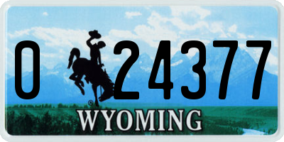 WY license plate 024377