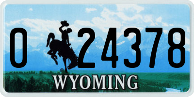 WY license plate 024378