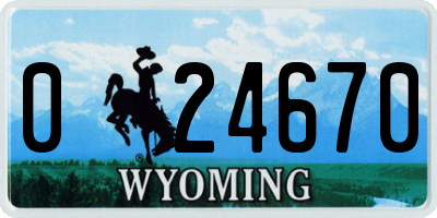 WY license plate 024670