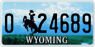 WY license plate 024689