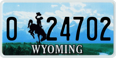 WY license plate 024702