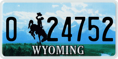 WY license plate 024752