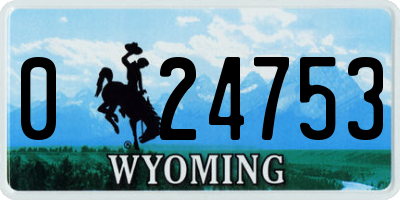 WY license plate 024753