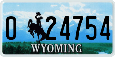 WY license plate 024754