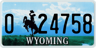 WY license plate 024758