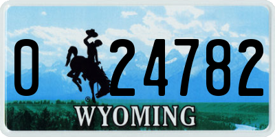 WY license plate 024782