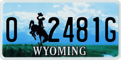 WY license plate 02481G