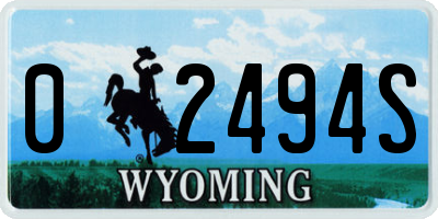 WY license plate 02494S