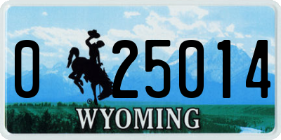 WY license plate 025014