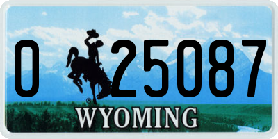 WY license plate 025087