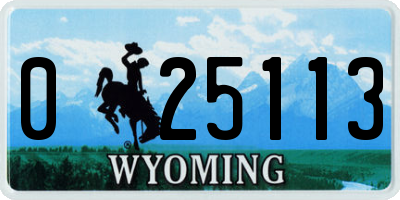 WY license plate 025113