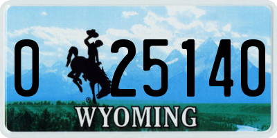 WY license plate 025140