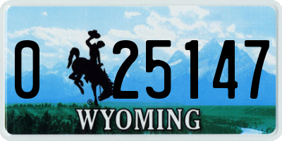WY license plate 025147
