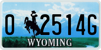 WY license plate 02514G