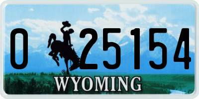 WY license plate 025154