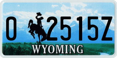 WY license plate 02515Z