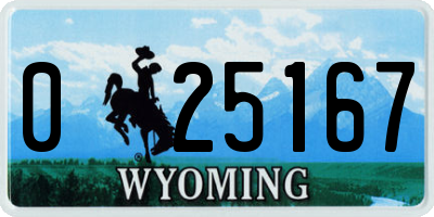 WY license plate 025167
