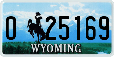 WY license plate 025169