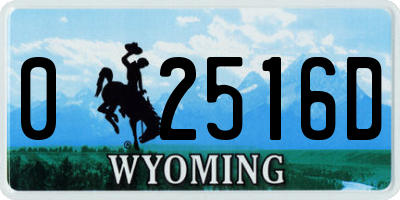 WY license plate 02516D
