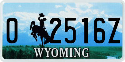 WY license plate 02516Z