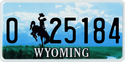 WY license plate 025184