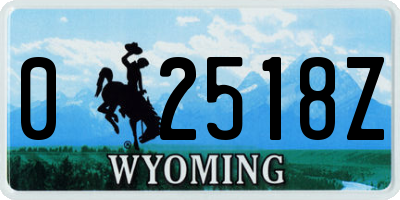 WY license plate 02518Z