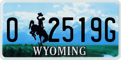WY license plate 02519G