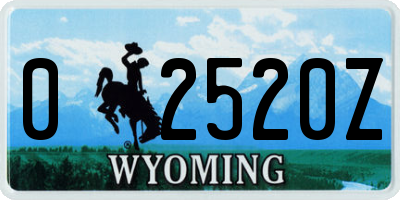 WY license plate 02520Z