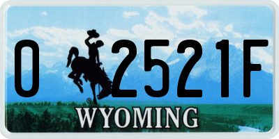 WY license plate 02521F