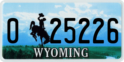 WY license plate 025226