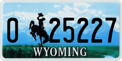 WY license plate 025227