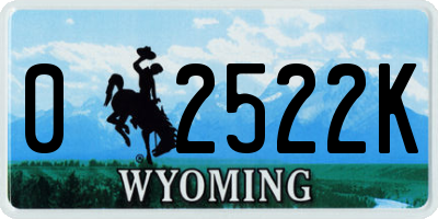 WY license plate 02522K