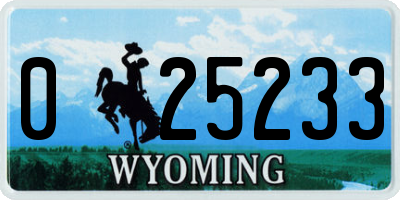WY license plate 025233