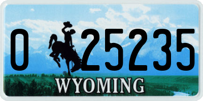 WY license plate 025235