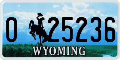 WY license plate 025236