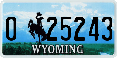 WY license plate 025243