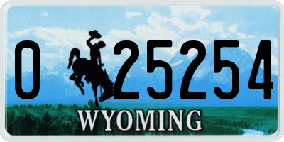 WY license plate 025254
