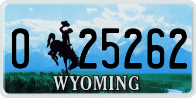 WY license plate 025262