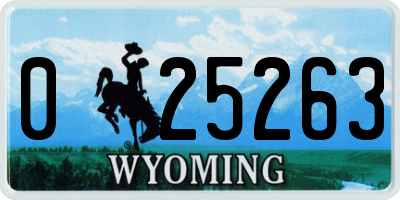 WY license plate 025263