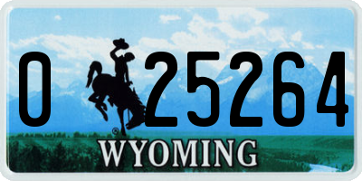 WY license plate 025264