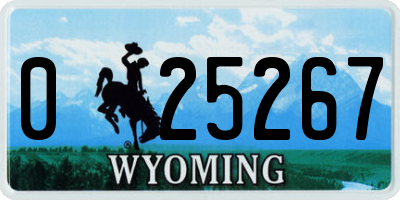 WY license plate 025267