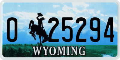 WY license plate 025294