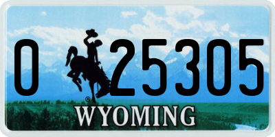 WY license plate 025305
