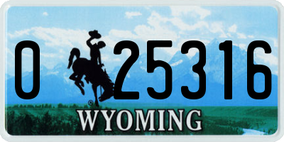 WY license plate 025316